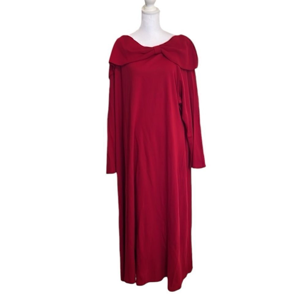 Lennie for Nina Leonard size 3X shawl collar LS red maxi sweater dress EUC